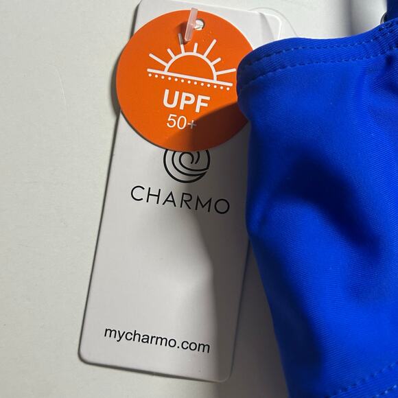 Charmo Maternity Two-Piece Ruched V-Neck Royal Blue Bikini S Small New - Picture 11 of 11